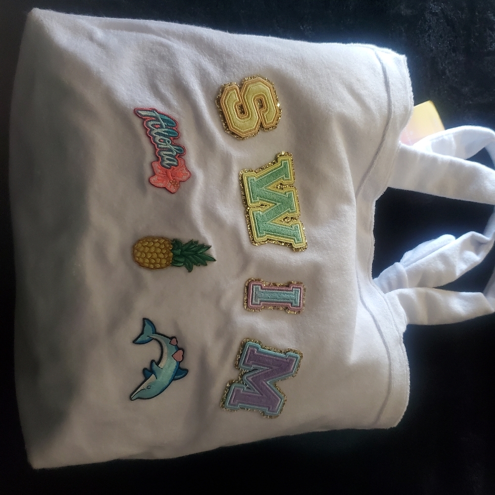 STONEY CLOVER LANE X TARGET COLLABORATION BEACH TOTE W CUSTOM PATCHES ✨️ TERRY